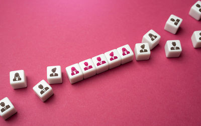 Close-up of toy blocks on yellow background