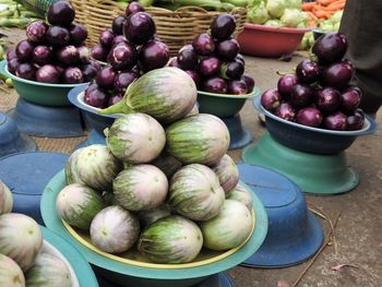 High angle view of vegetables for sale at market