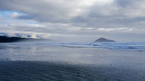 Scenic view of sea against sky during winter