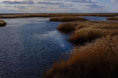 Scenic view of lake against sky