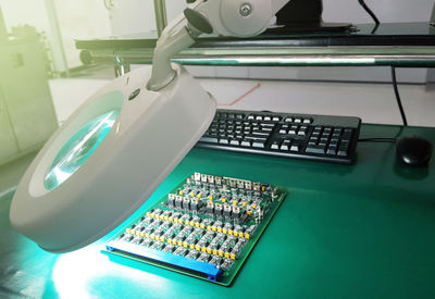 High angle view of computer keyboard