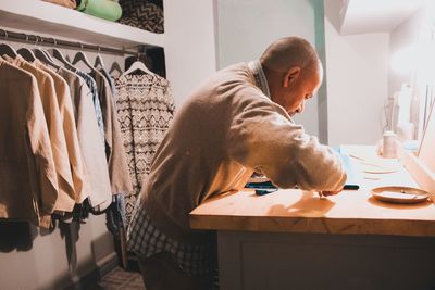 Man working on table