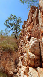 View of rock formation against clear sky