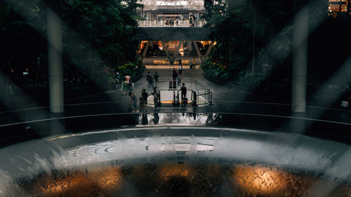 High angle view of fountain in park