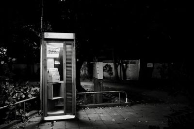 Interior of abandoned building at night