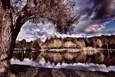 Scenic view of lake against sky