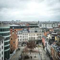 High angle view of cityscape against sky