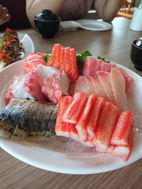 Close-up of sushi in plate