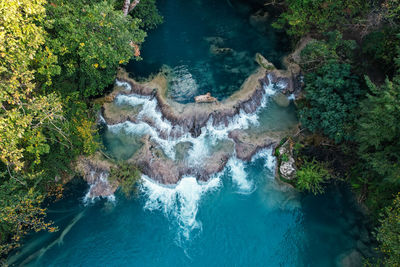 High angle view of waterfall