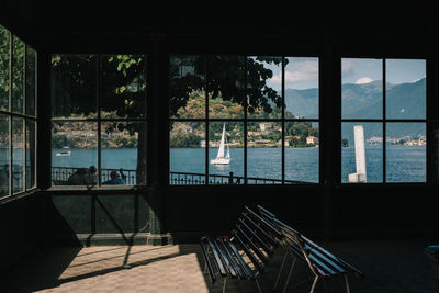 Buildings seen through window