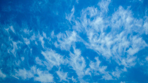 Low angle view of clouds in blue sky