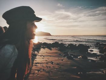 Scenic view of sea against sky during sunset