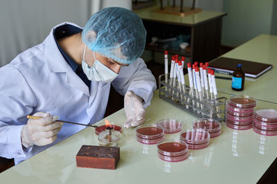 Man working on table