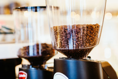 Close-up of coffee in glass on table