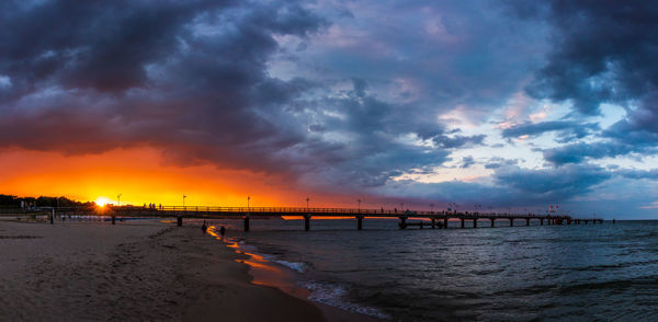 Scenic view of sea against sky at sunset