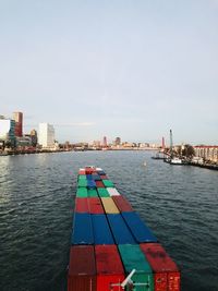 Scenic view of sea and buildings against sky