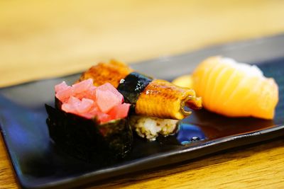 Close-up of sushi in plate