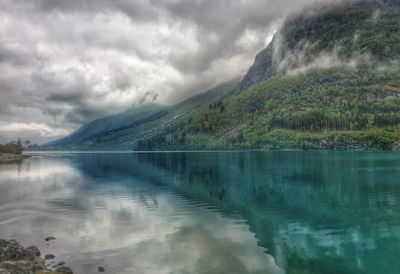 Scenic view of lake against sky