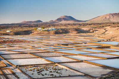 Scenic view of desert against clear sky