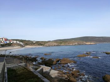 Scenic view of sea against clear sky