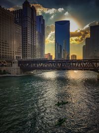 Bridge over river in city