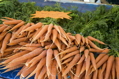 Various vegetables for sale at market stall