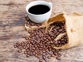 Close-up of coffee cup on table