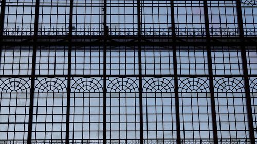 Full frame shot of metal windows in train station