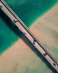 High angle view of swimming pool by sea