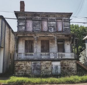 Low angle view of old building against sky