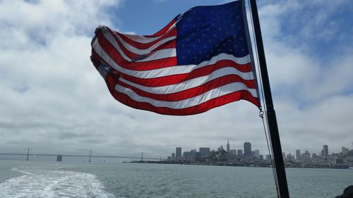 American flag against sky