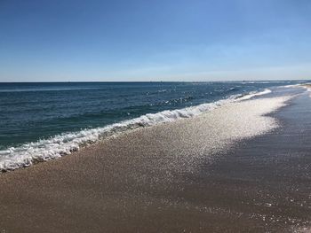 Scenic view of sea against clear sky