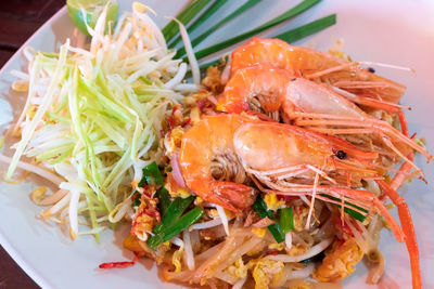 High angle view of meal served in plate