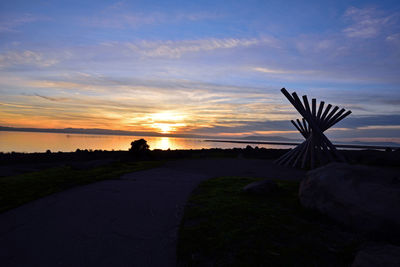 Scenic view of silhouette field against sky during sunset