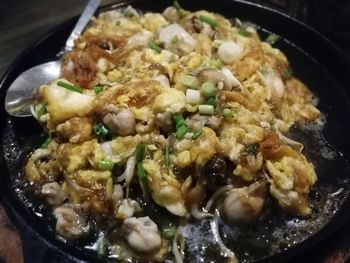 High angle view of meal served in bowl