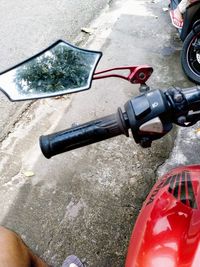 High angle view of bicycle on road