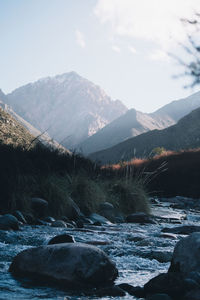 Scenic view of mountains against sky