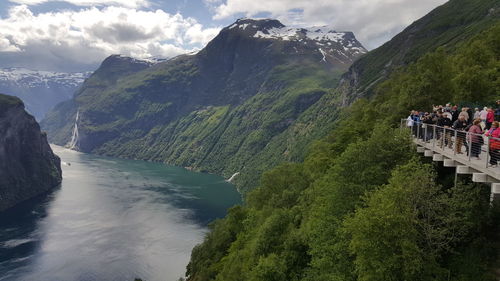 Scenic view of sea against cloudy sky