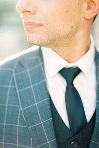 Close-up of businessman looking away