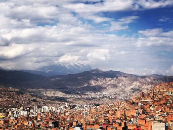 High angle view of townscape against sky
