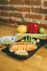 Close-up of food on table