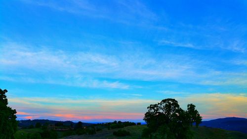 Scenic view of landscape against sky at sunset