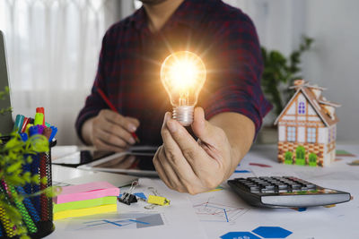 Man working on table