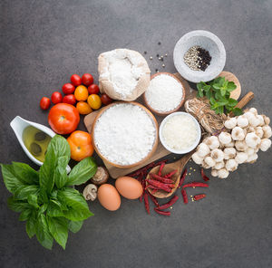 High angle view of vegetables in container