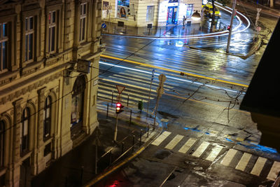 View of city street at night