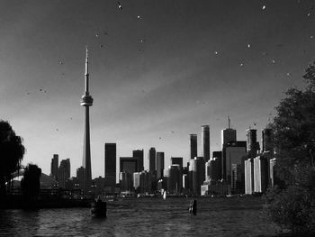 City skyline with river in background