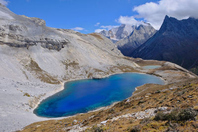 Tarn, five color lake in yading, china