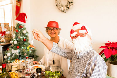 Group of people on christmas tree