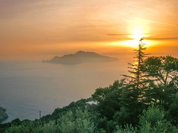 Scenic view of sea at sunset