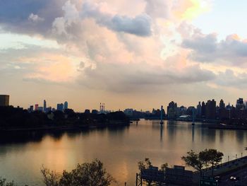 View of city at sunset